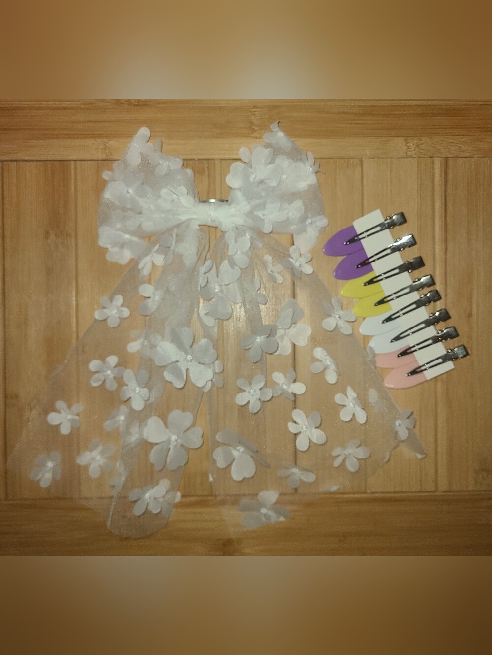 Floral Clip Bow Colorful Pastel Hair Clip Set